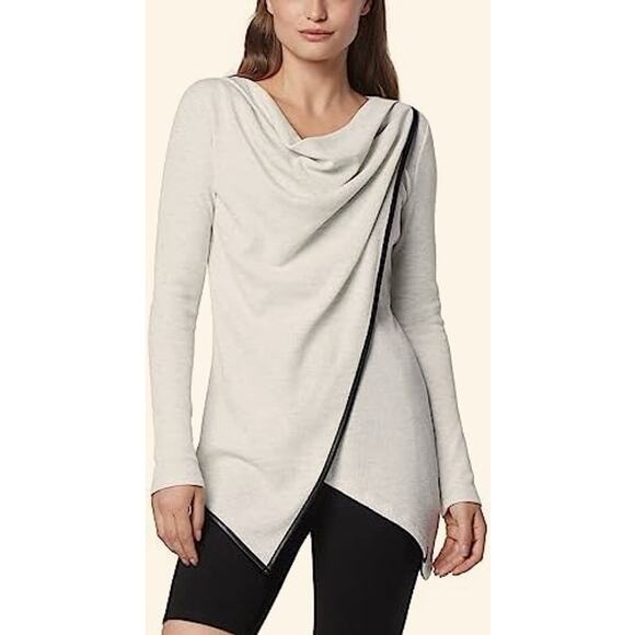 MNY Marc New York Draped Asymmetrical Tunic Womens Medium Gray Thermal Top - Picture 1 of 7